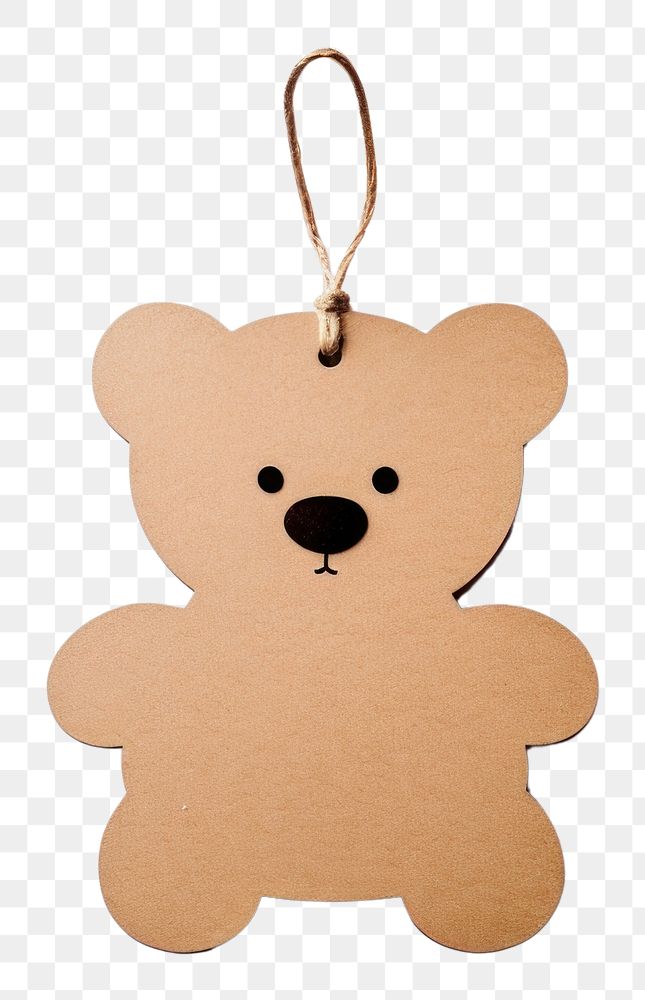 PNG Teddy bear shaped paper gift tag brown white background representation.