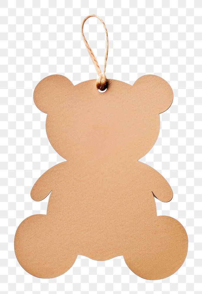 PNG Teddy bear shaped paper gift tag brown white background representation.
