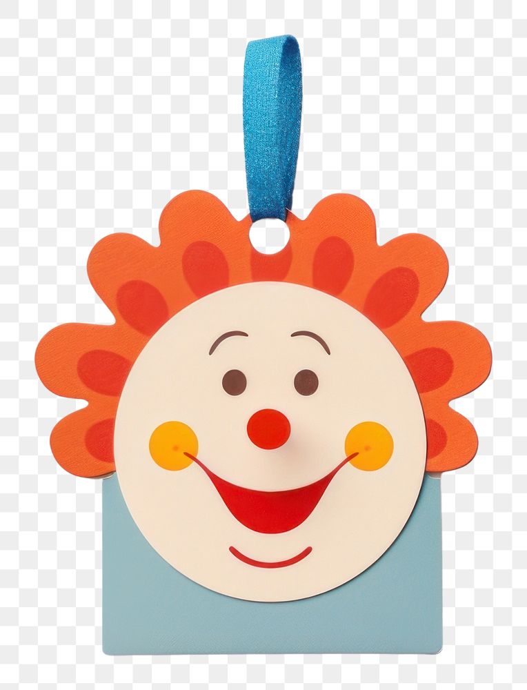 PNG Gift tag clown art white background.