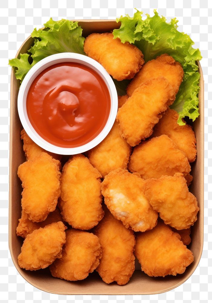 PNG Chicken nuggets ketchup food white background.