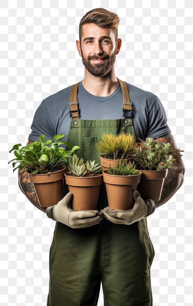 PNG  Man gardener plant gardening holding. AI generated Image by rawpixel.