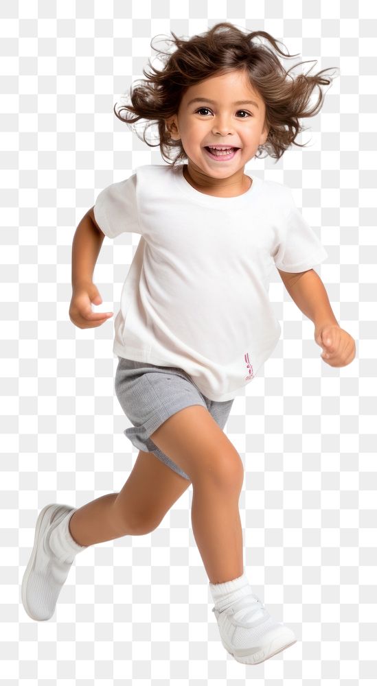 PNG Child running shorts white background exercising.