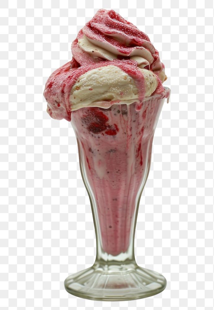 PNG Strawberry milkshake dessert sundae cream.