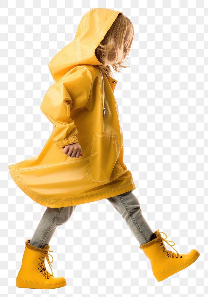 PNG  Kid in raincoat sweatshirt yellow hoodie.