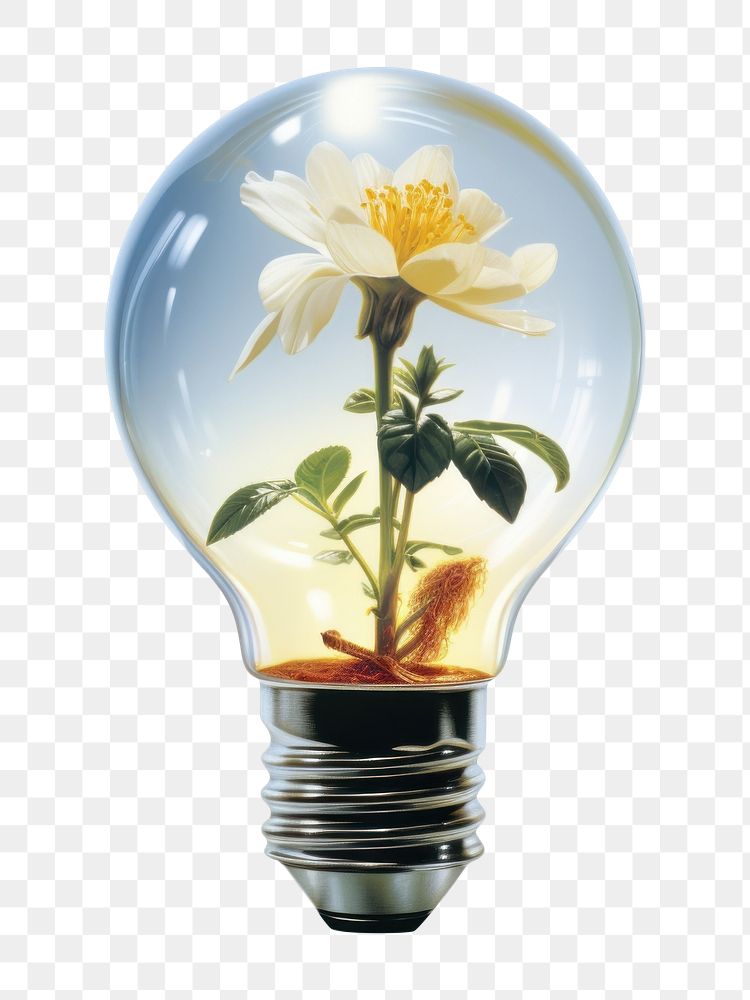 PNG A little flower growing in the light bulb isolated on clear pale solid white background lightbulb inflorescence…