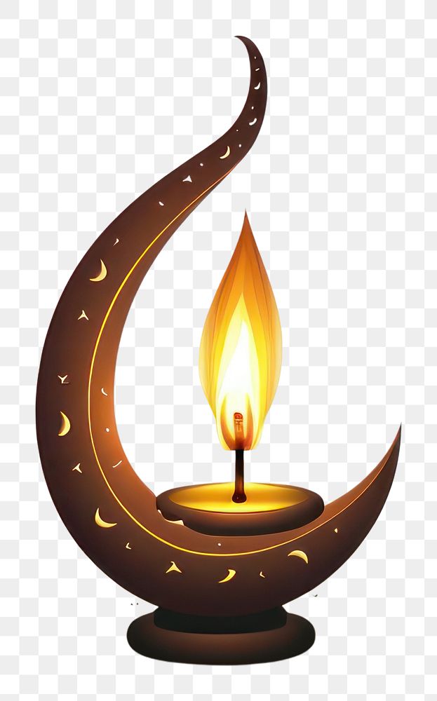 PNG  Ramadan candle fire white background.
