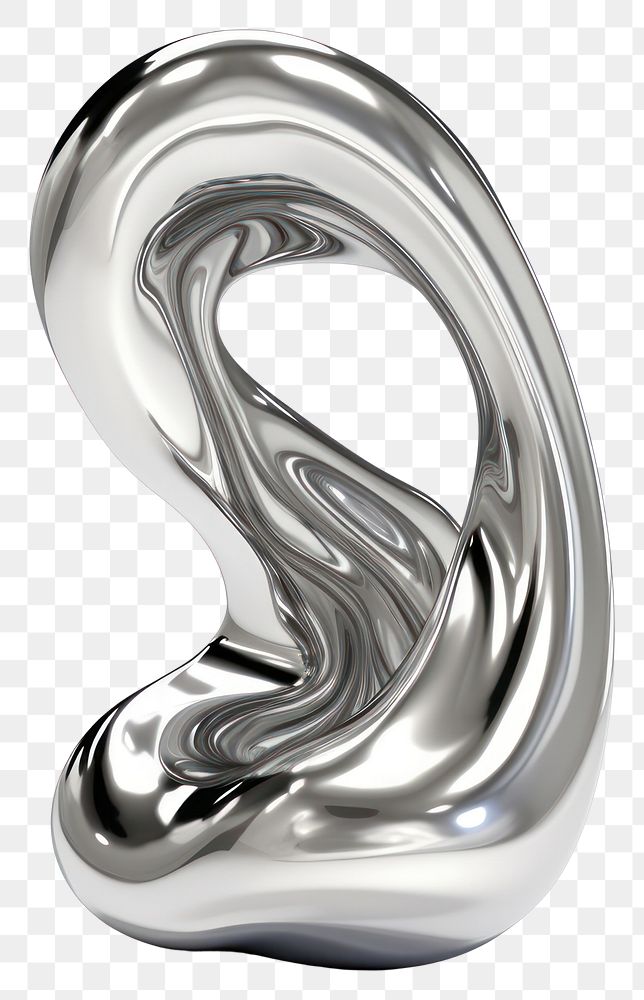 PNG Liquid Shape Chrome material silver shiny white background