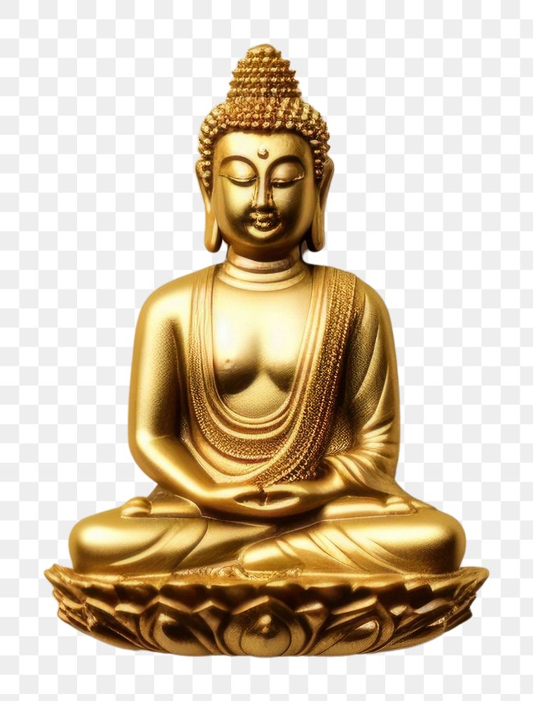 PNG  A little brass budha gold representation spirituality. AI generated Image by rawpixel.