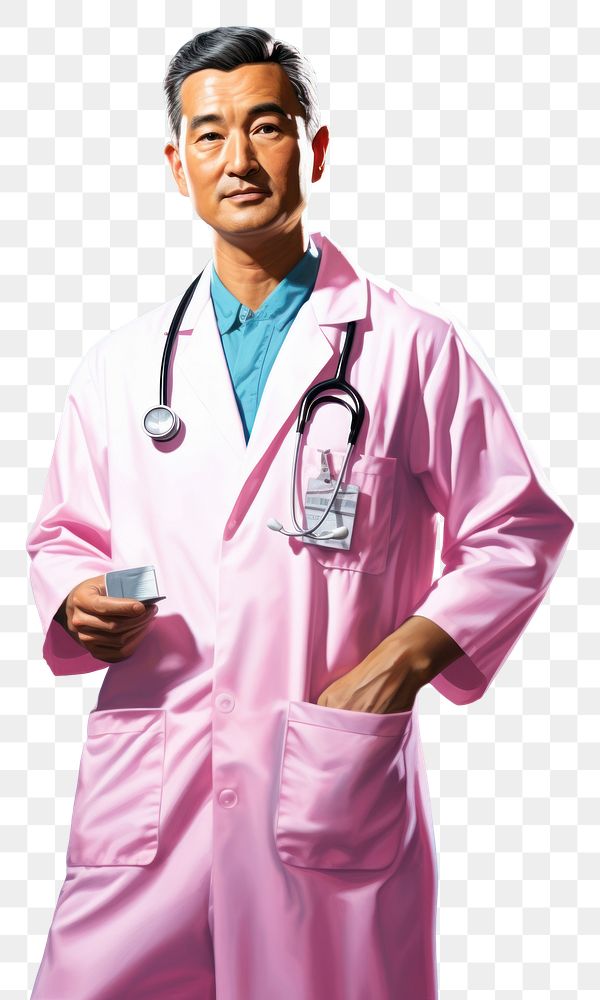 PNG  A Chinese doctor in scrubs adult stethoscope protection. AI generated Image by rawpixel.