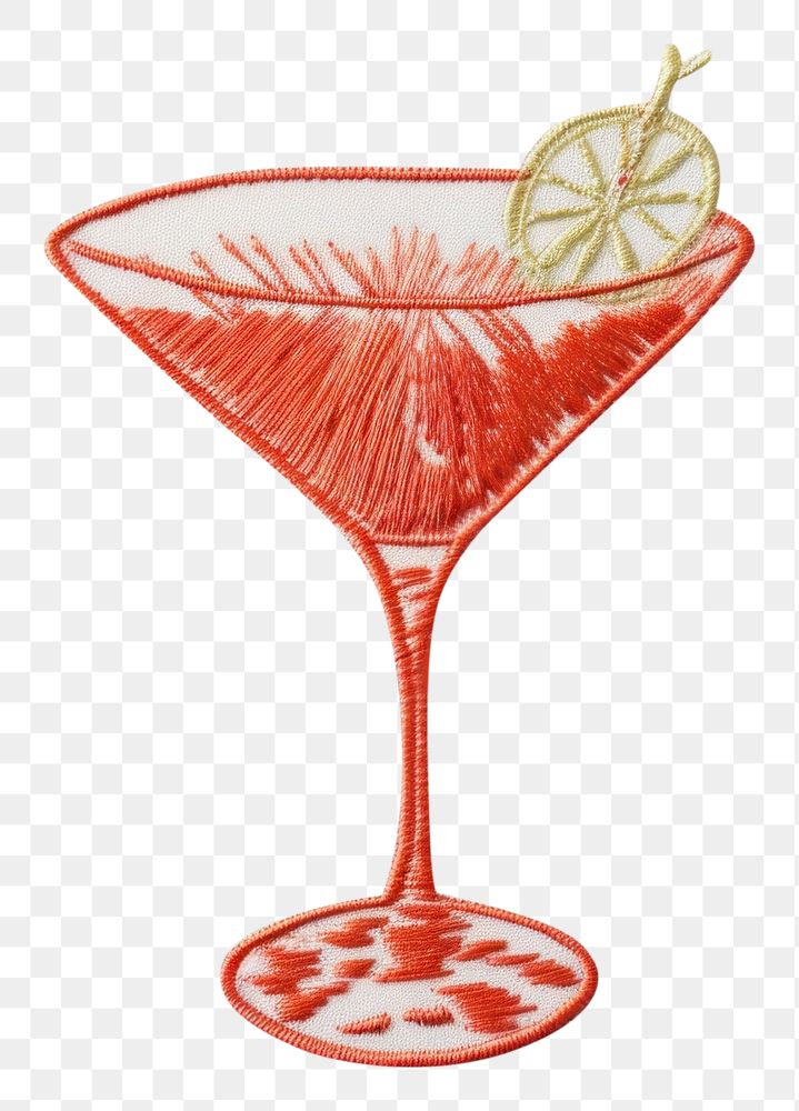 PNG Cocktail in embroidery style martini drink glass.