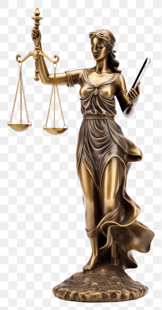 PNG Golden statue of justice sculpture playing smartphone bronze scale adult.