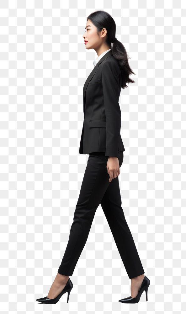 PNG  A chinese business woman walking footwear blazer.