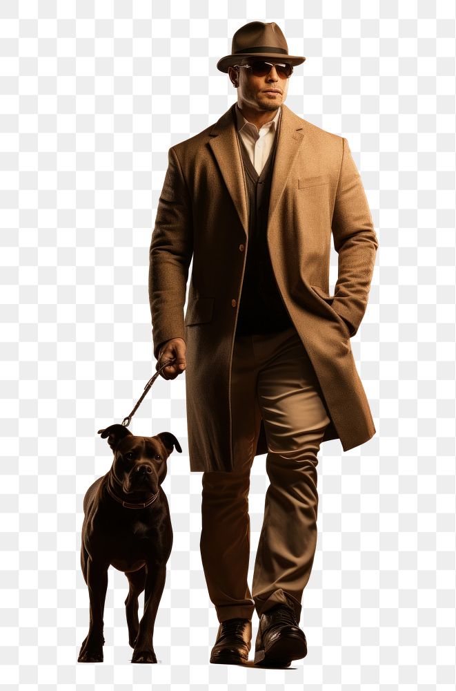 PNG  A gangster with dog walking mammal animal.