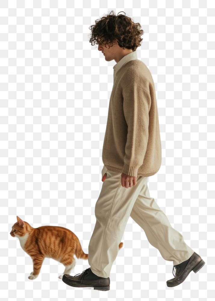 PNG  A person with a cat footwear walking mammal.