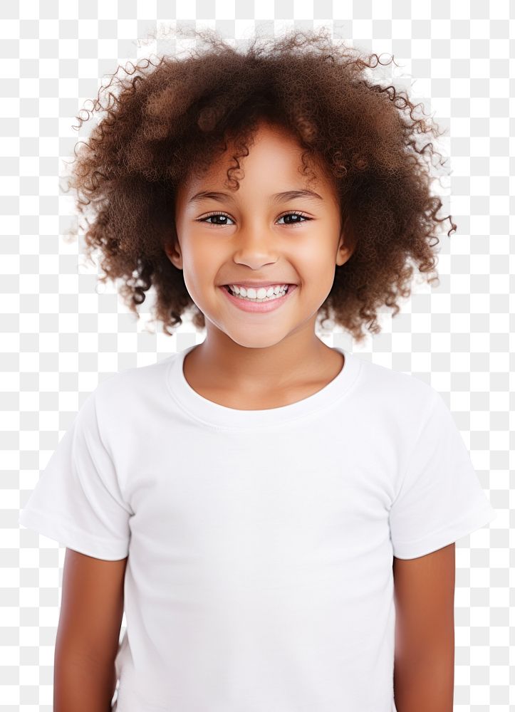 PNG Portrait t-shirt child smile.