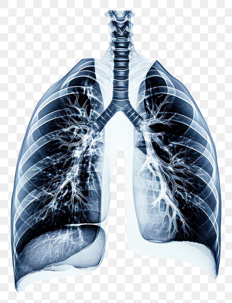 PNG X-ray picture of lungs in film white background tomography hospital.