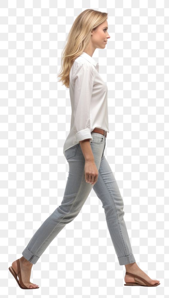 PNG  Western european female walking footwear person pants.