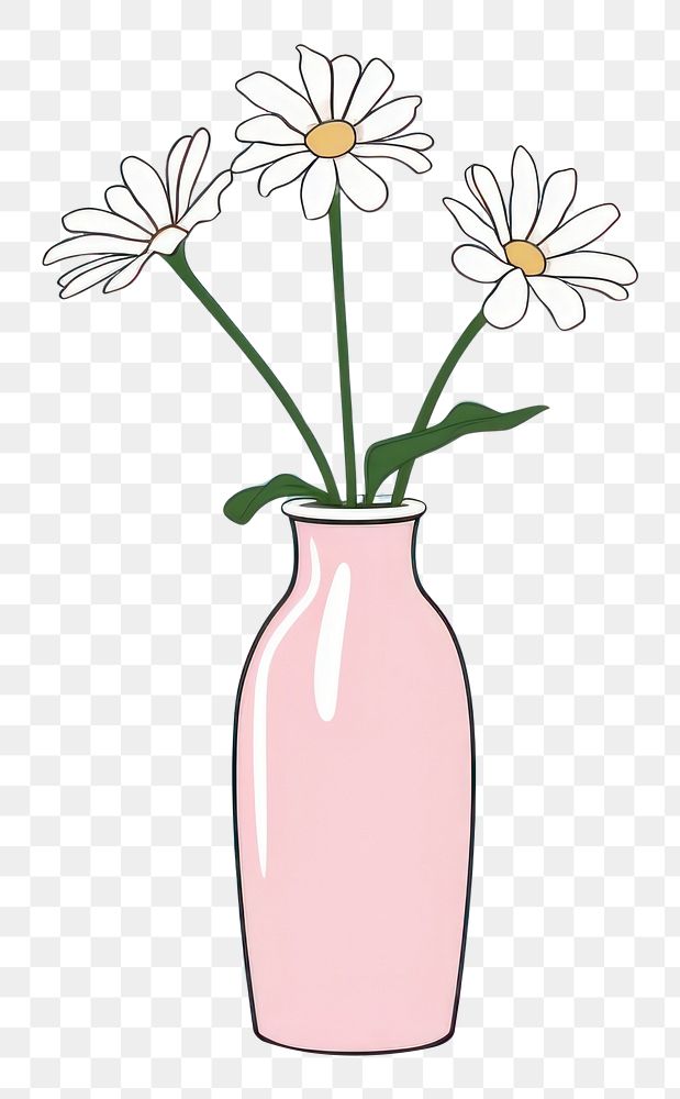 PNG Flower vase daisy plant jar.