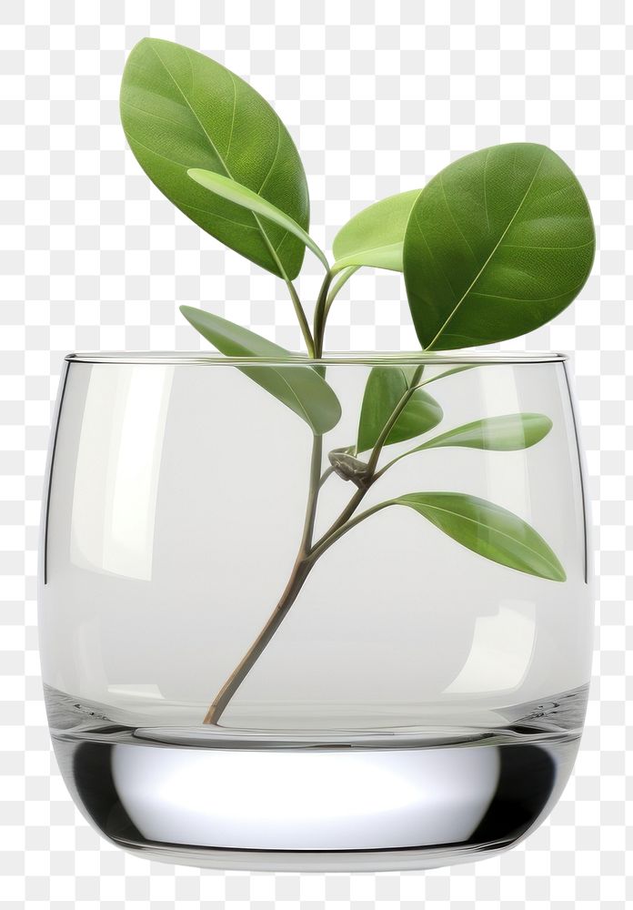 PNG Cute leaf less detail glass plant vase.