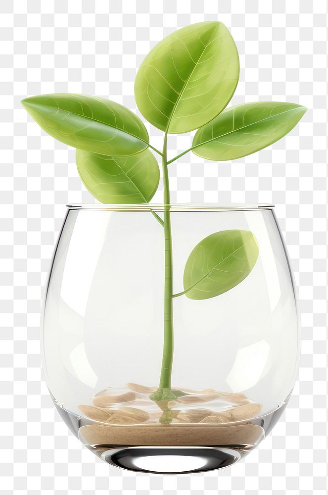 PNG Sprout leaf growing up glass transparent plant.
