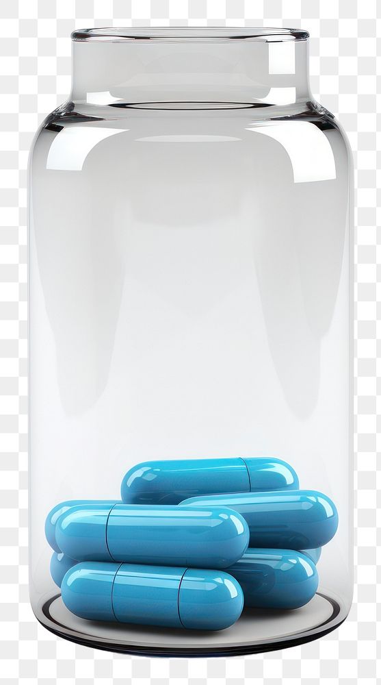 PNG Pill capsule bottle glass jar.