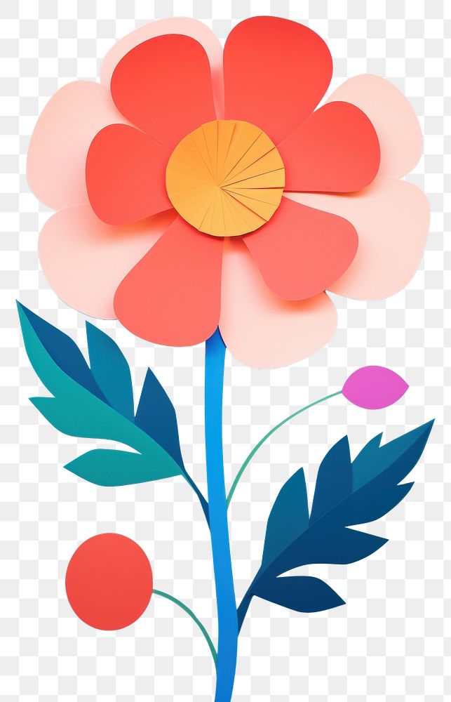 PNG Paper cutout illustration of a flower art painting pattern.