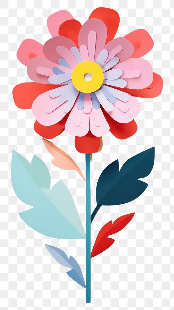 PNG Paper cutout illustration of a neon flower art plant craft.