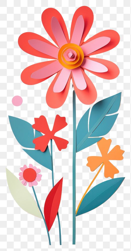 PNG Paper cutout illustration of a neon flower art pattern craft.