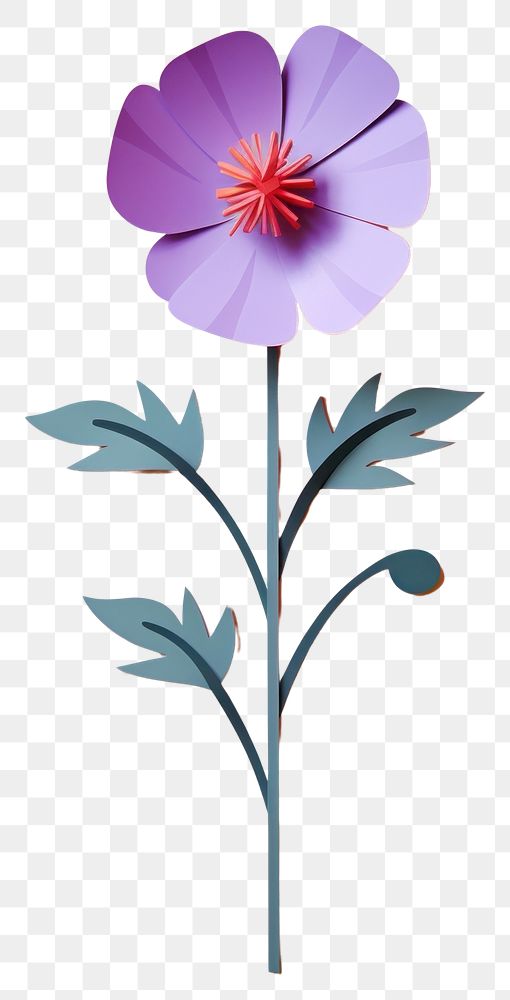 PNG Paper cutout illustration of a purple flower art plant inflorescence.