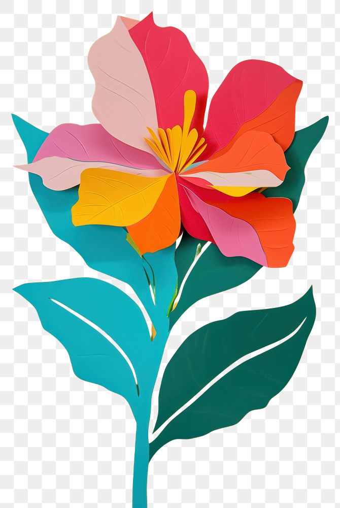 PNG Paper cutout of a tropical flower art painting petal.