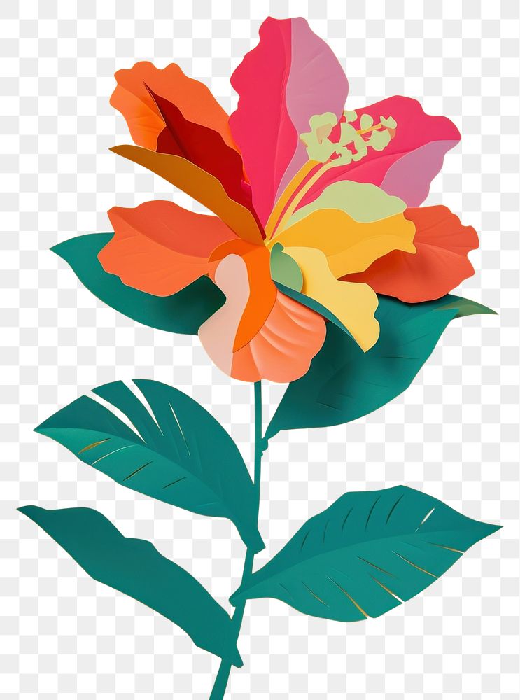 PNG Paper cutout of a tropical flower art petal plant.