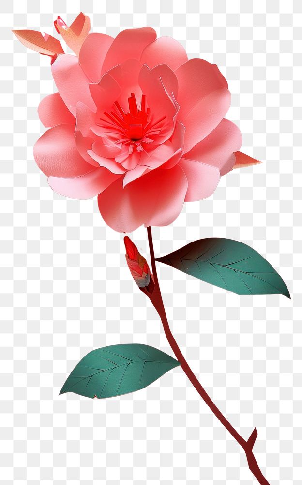 PNG Paper cutout of a camellia flower blossom petal plant.