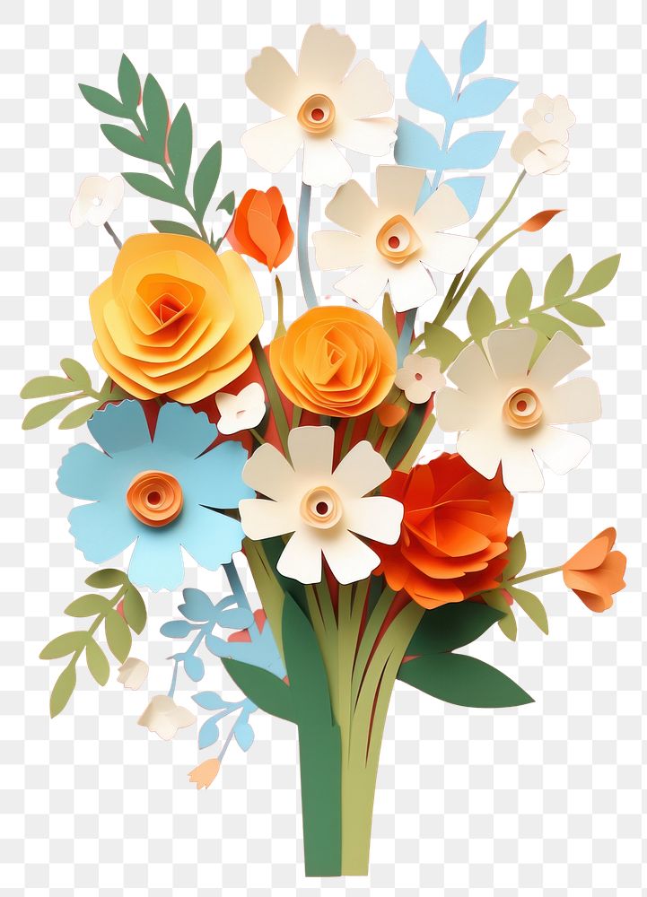PNG Paper cutout of a flower bouquet art plant rose.