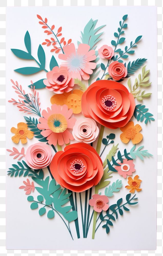 PNG Paper cutout of a flower bouquet art plant craft.