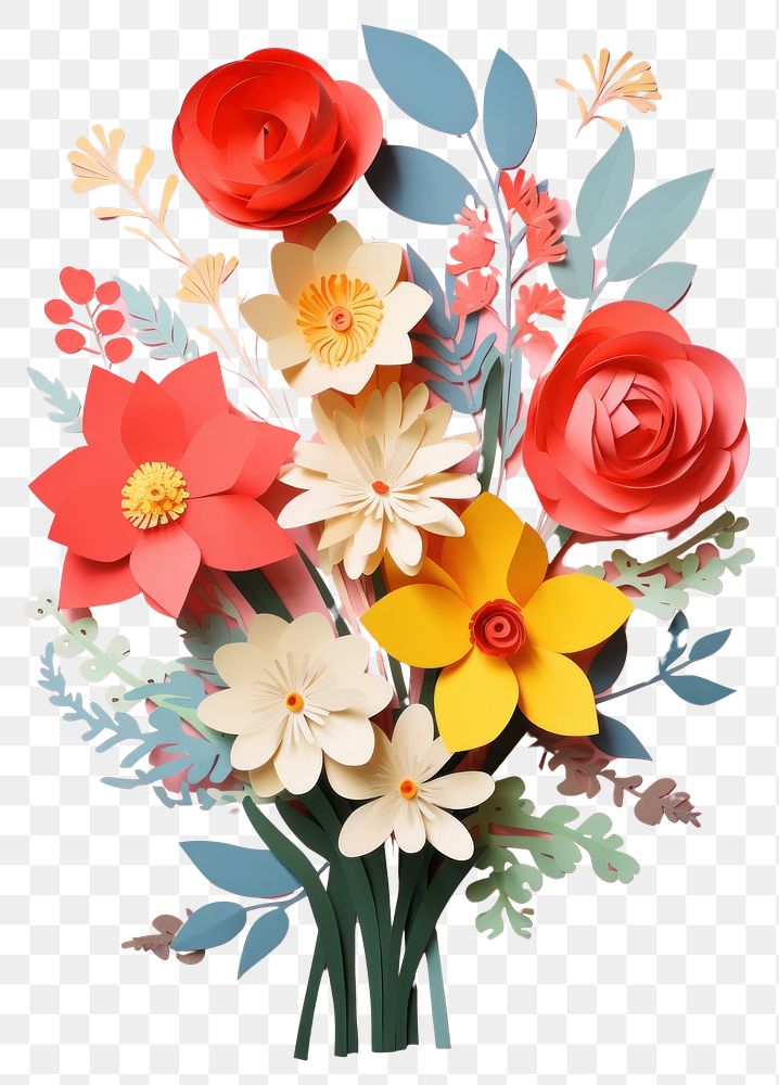 PNG Paper cutout of a flower bouquet art plant rose.