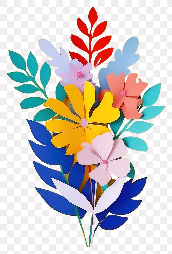 PNG Paper cutout of a flower bouquet art plant leaf.