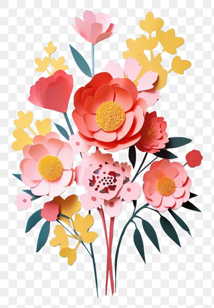 PNG Paper cutout of a flower bouquet art plant petal.
