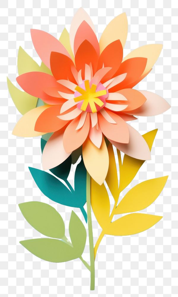 PNG Paper cutout of a neon flower art craft plant.