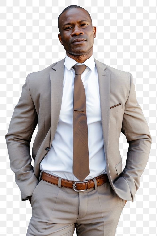 PNG  Affrican american businessman standing blazer shirt