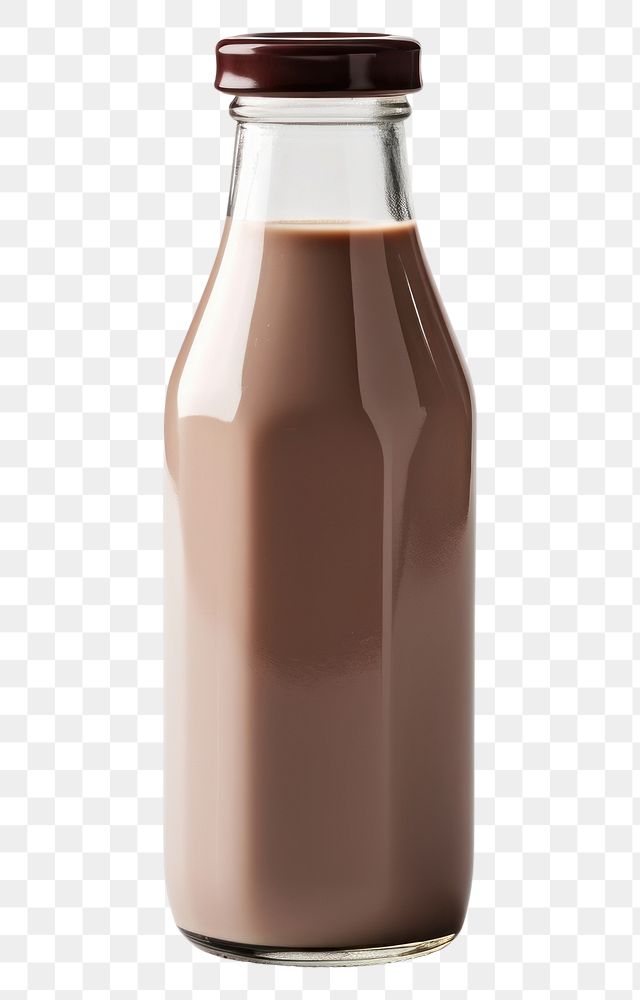 PNG Chocolate milk bottle drink white background refreshment.