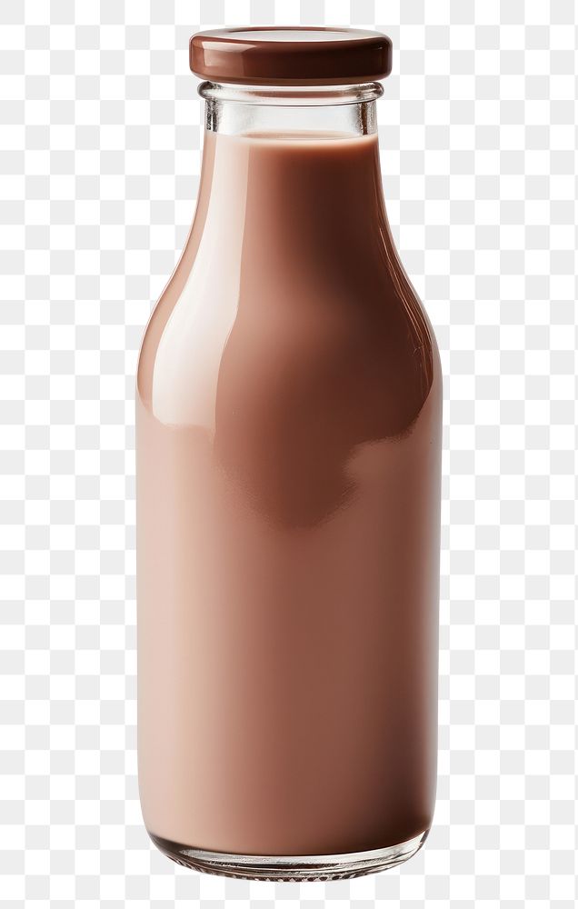 PNG Chocolate milk bottle drink white background refreshment.