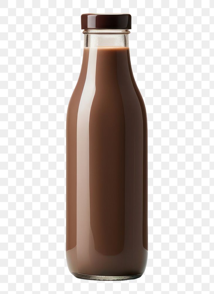 PNG Chocolate milk bottle packaging drink refreshment container.