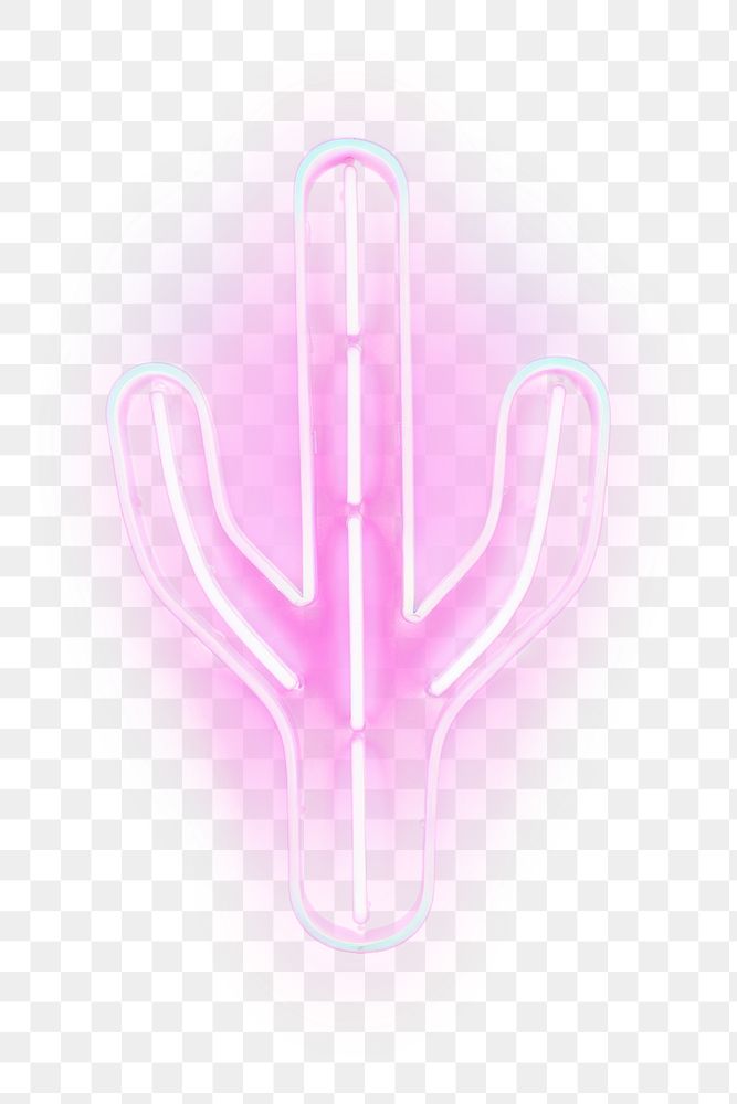 PNG Cactus light neon purple. AI generated Image by rawpixel.
