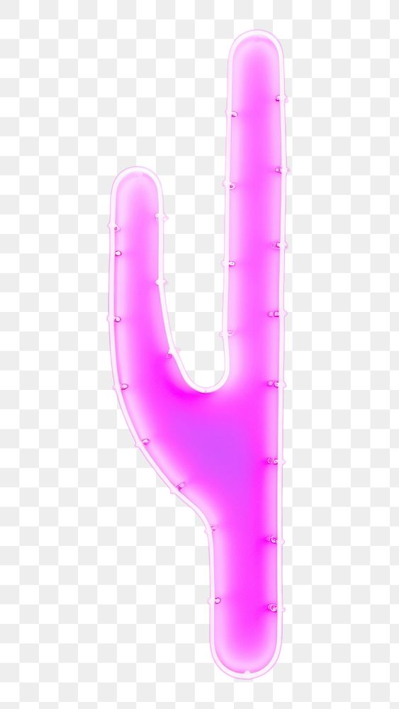 PNG Pastel neon cactus light purple sign. AI generated Image by rawpixel.