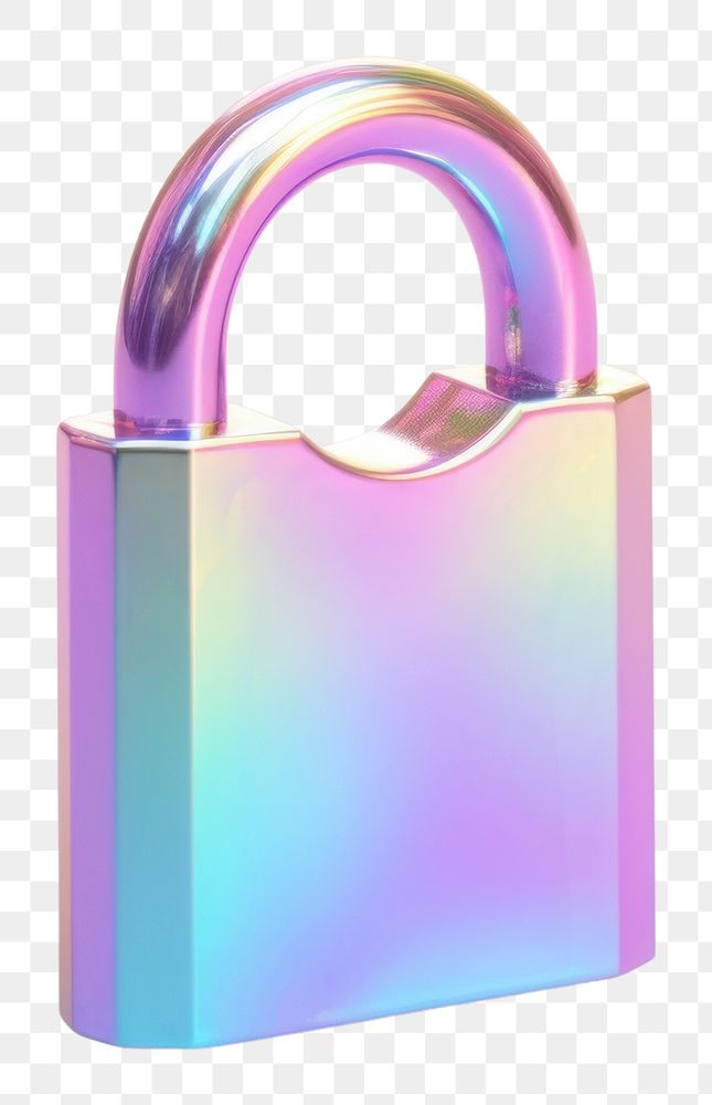 PNG Iridescent lock and key white background protection cosmetics.