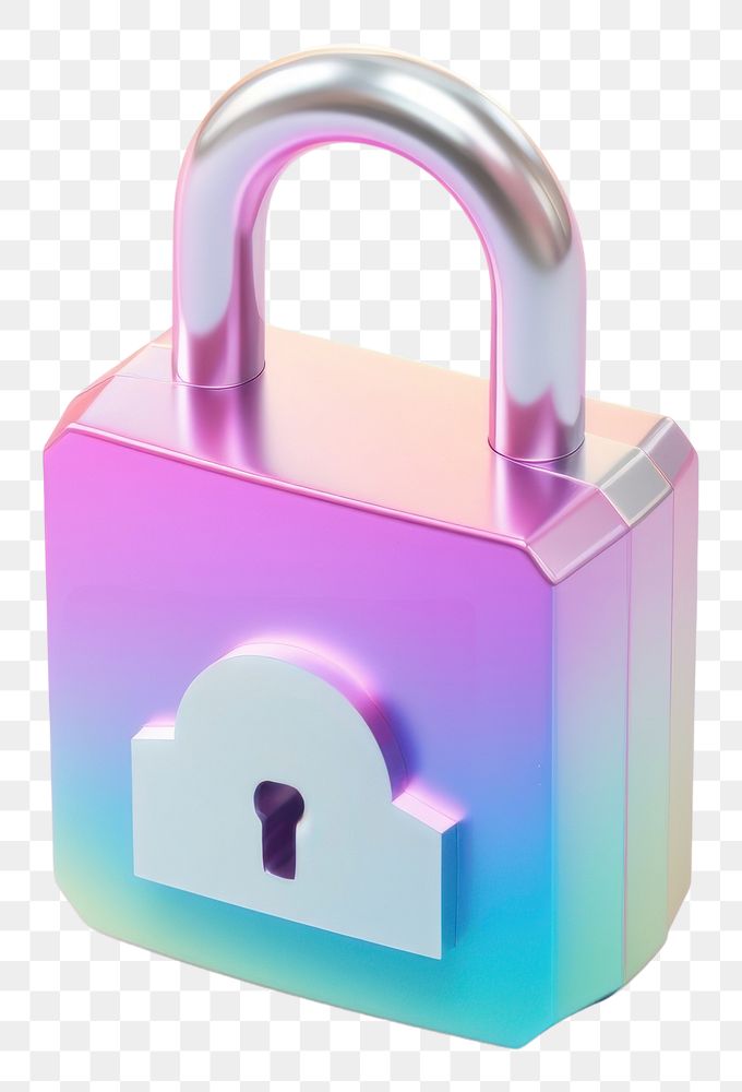 PNG Iridescent lock security protection cosmetics.