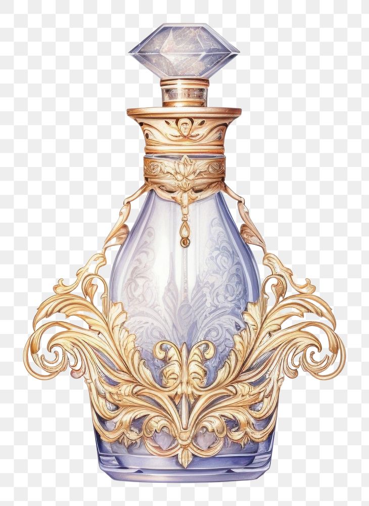 PNG  Perfume bottle white background creativity container. AI generated Image by rawpixel.