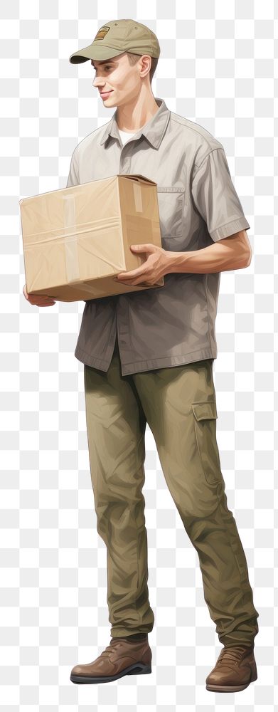 PNG  Delivery holding a cardbox cardboard white background delivering. AI generated Image by rawpixel.