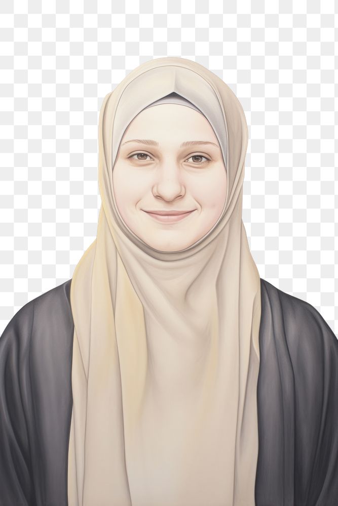 PNG  Happy female muslim with hiyab portrait adult smile. AI generated Image by rawpixel.