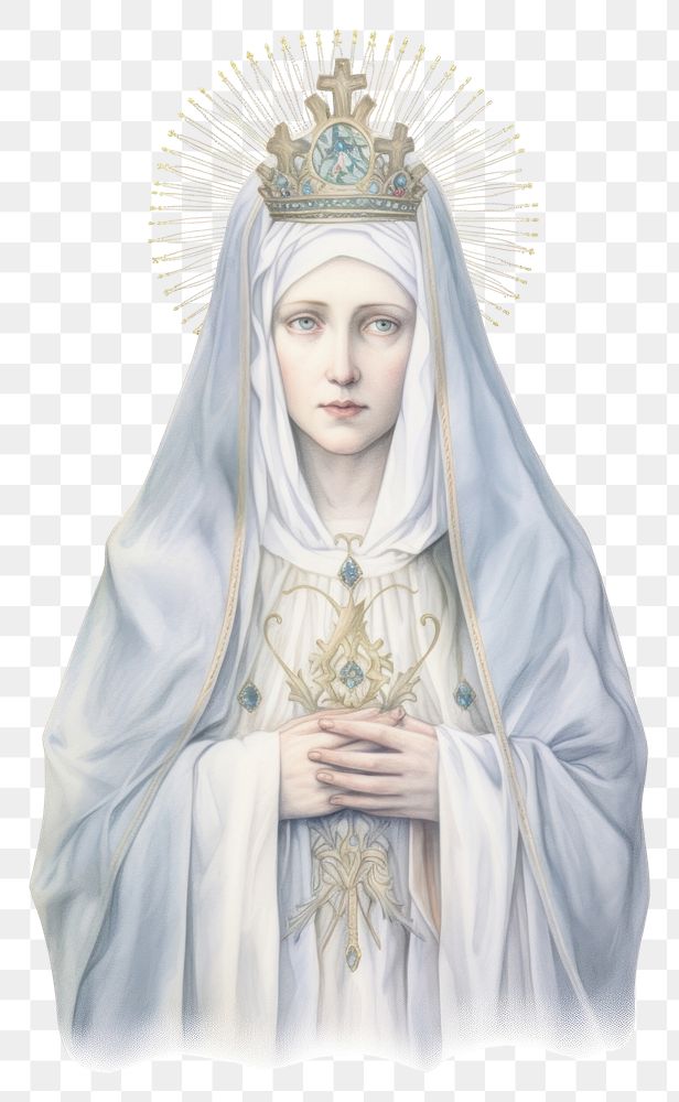 PNG  Mary mother of Jesus portrait adult white background. AI generated Image by rawpixel.
